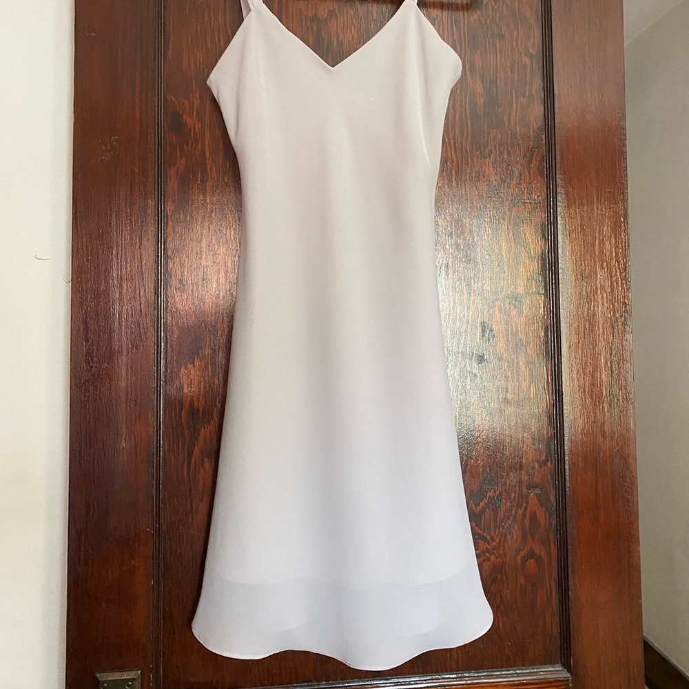 Classy strappy cocktail dress.  Light grey. Sz Sm.